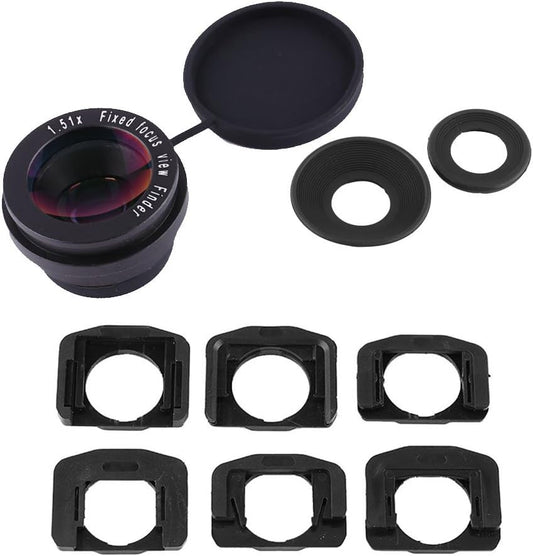 ZMellifluent 1.5X 6 15mm Fixed Focus Viewfinder Eyepiece Magnifier for DSLR Camera, Durable Eyecup with Mount Bases