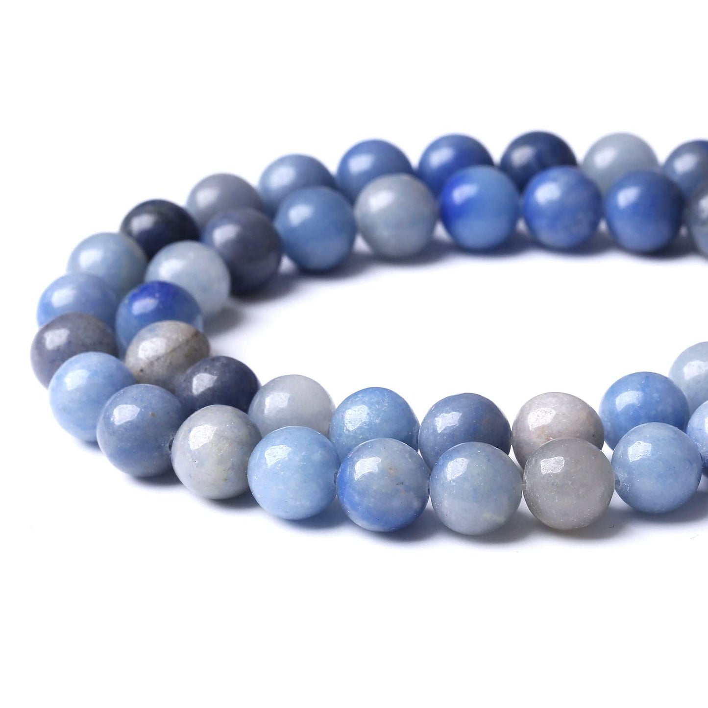 36PCS 10MM Natural Blue Aventurine Beads Round Loose Stone Beads for Jewelry Making DIY Energy Stone Healing Power Bracelet 15"
