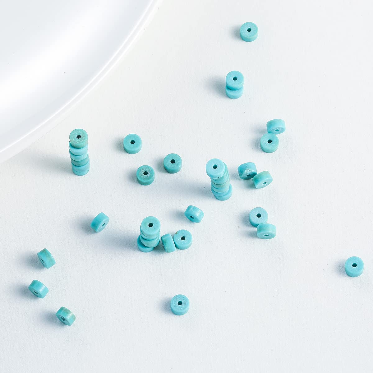 Natural Blue Turquoise Stone Spacer Beads 4x2mm 38cm/str Flat Round Loose Semi Gemstone Caps for Making Bracelets Necklace