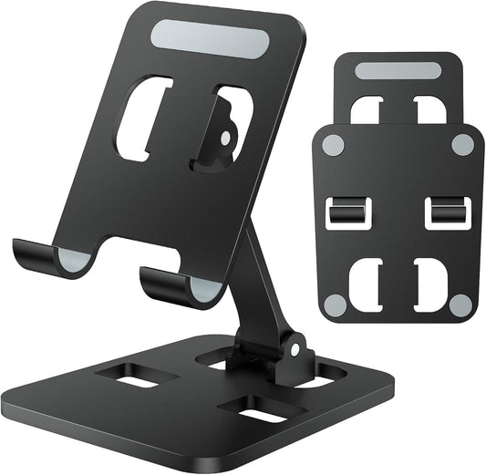 Anifrim 17 16 15 14 13 12 11 S25 S24, Phone Stand for Desk, Dual Folding Cell Phone Holder, Fully Adjustable Portable