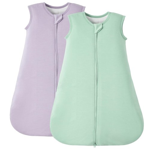Duomiaomiao Baby Sleep Sack - Buttery Soft Bamboo Rayon | 2-Pack, 6-18 Months, 1.0 TOG, 2-Way Zipper