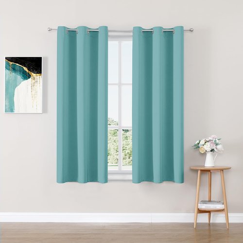 ChrisDowa Small Window Curtains - Grommet Thermal Insulated Room Darkening Panels, Aqua, 29 x 40 Inch