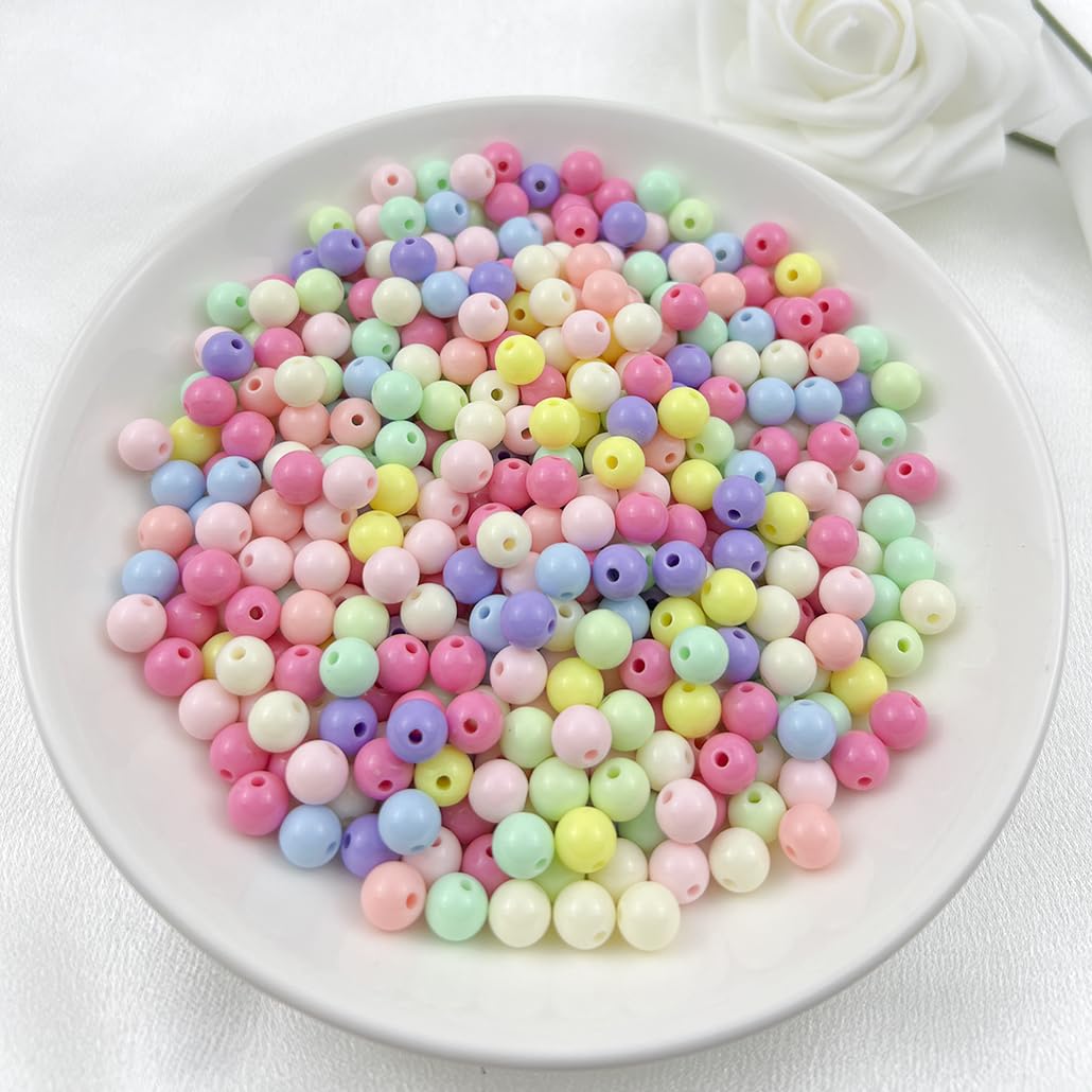 Mulutoo 120Pieces 12MM Acrylic Round Beads Round Acrylic Balls Chunky Beads Smooth Spacer Plastic Pastel Beads Craft Beads for Necklace and Bracelet Making Crafting Supplies(175-light Mixed Color)