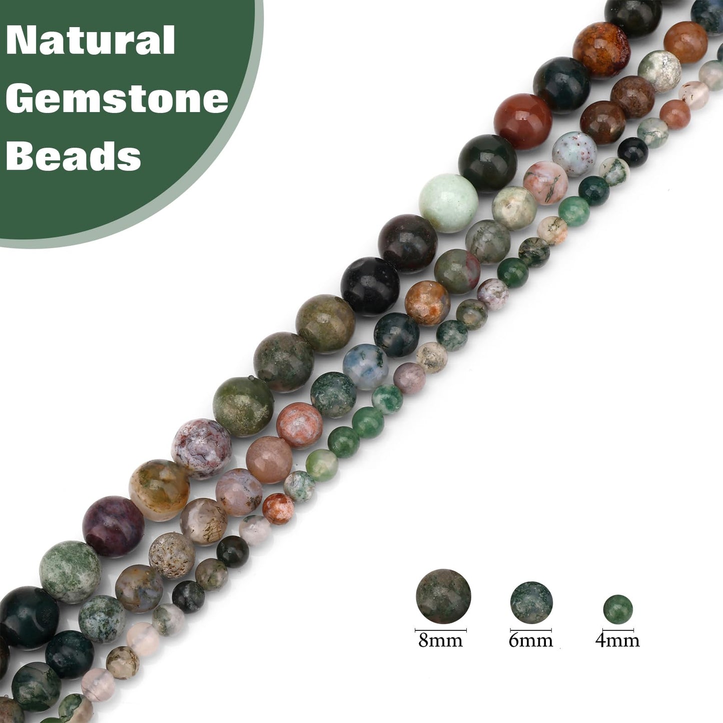 Vinswet 90pcs 4mm India Agate Natural Stone Beads Round Genuine Real Stone Beading Loose Gemstones DIY Smooth Bead for Bracelet Necklace Earrings Jewelry Making