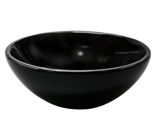 Black Obsidian Crystal Bowl - 3 Inch Decorative Bowls for Room and Home Decor - Gemstone Healing Crystals for Elegant Display, Positive Energy Balance and Gift
