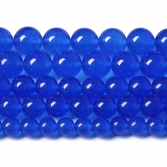 160PCS 4MM Deep Blue Chalcedony Natural Stone Loose Beads for Jewelry Making DIY Bracelet