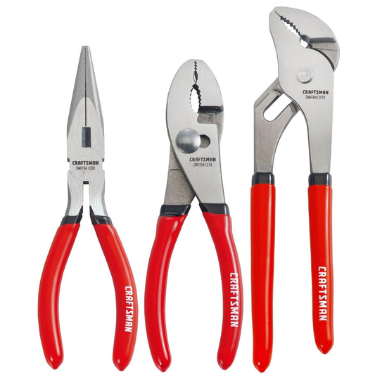 CRAFTSMAN Pliers Set, 3 Piece Set, Long Nose, Slip Joint, 8 Inch Groove (CMHT84103R)