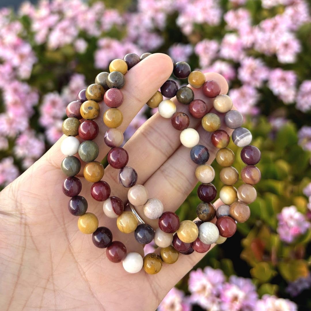 Adabele Real Natural Mookaite Jasper Gemstone Beaded Bracelet 8 inch Stretch Chakra Healing Crystal Stone Jewelry Women Birthday Gift (Unisex) GB8-C4