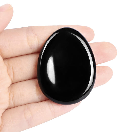 Artistone 1.5" Black Obsidian Crystal Thumb Worry Stone for Anxiety Chakra Crystals Palm Pocket Stone Healing Crystal for Stress, Meditation Reiki, Calming Stone Gifts