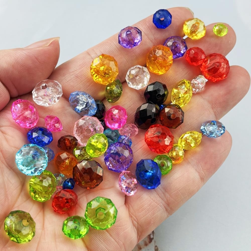 YHYPOCI 400pcs 8mm Acrylic Crystal Beads, Faceted Rondelle Acrylic Spacer Beads for Wind Chimes Bracelet Necklace Earring Keychain Jewelry Making DIY Crafts(Sky Blue)