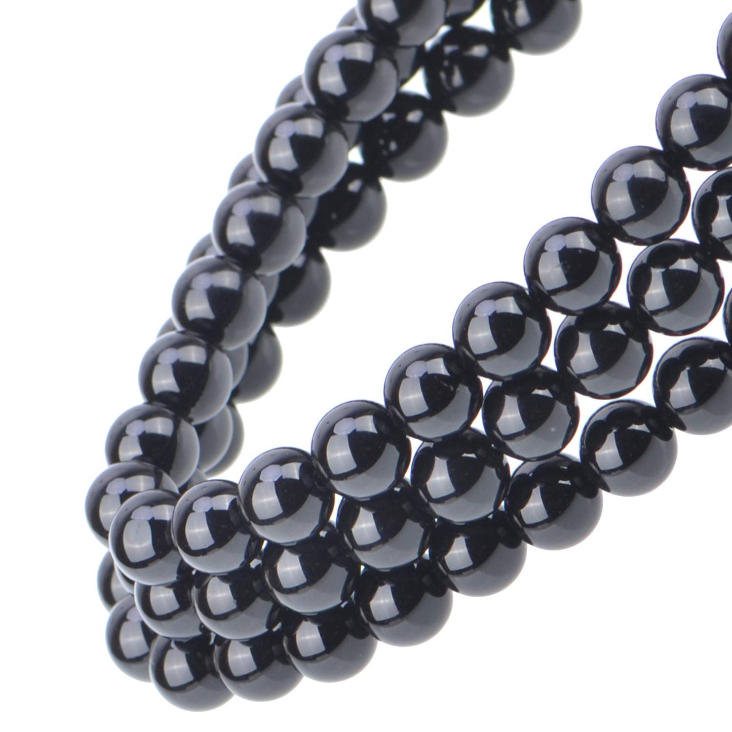 100Pcs Natural Crystal Beads Stone Gemstone Round Loose Energy Healing Beads with Free Crystal Stretch Cord for Jewelry Making (Tourmaline Black, 8MM)