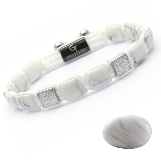 GT collection Flat Bead Bracelet, Gemstone Adjustable Bracelets for Men - Beaded Energy Bracelet for Relaxation and Peace, Handcrafted Men's Jewelry Gifts for Men