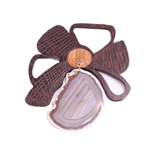 Karina Fashion Handmade Wooden Flower Decor – Luxury Home Accent with Agate Stone | Artistic Floral Sculpture for Modern & Bohemian Interiors | Unique Handmade Gift & Elegant Home Decoration