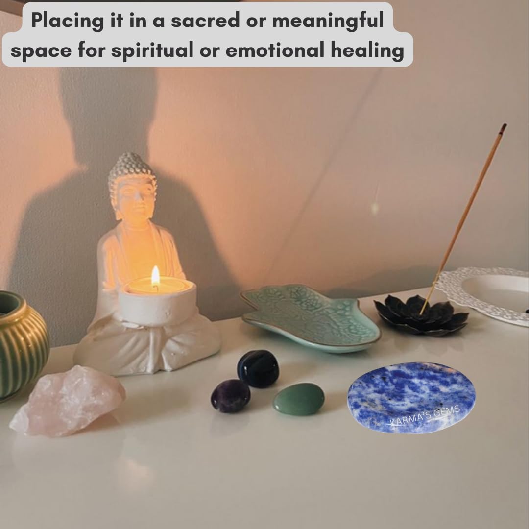 Sodalite - Rubbing Natural Thumb Worry Stone - Hold in Your Hand for Relaxation or Anxiety Relief - Enhance Meditation, Aid in Healing the Mind, Body and Spirit