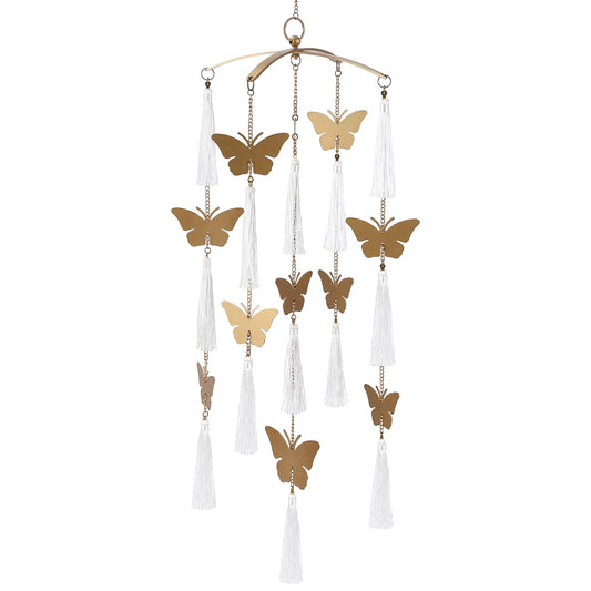Colingmill Butterfly Crib Mobile Handmade Brass Ceiling Hanging for Baby Nursery Girls Butterfly Hanging Decor for Home Wall Ceiling 42×10 Inch