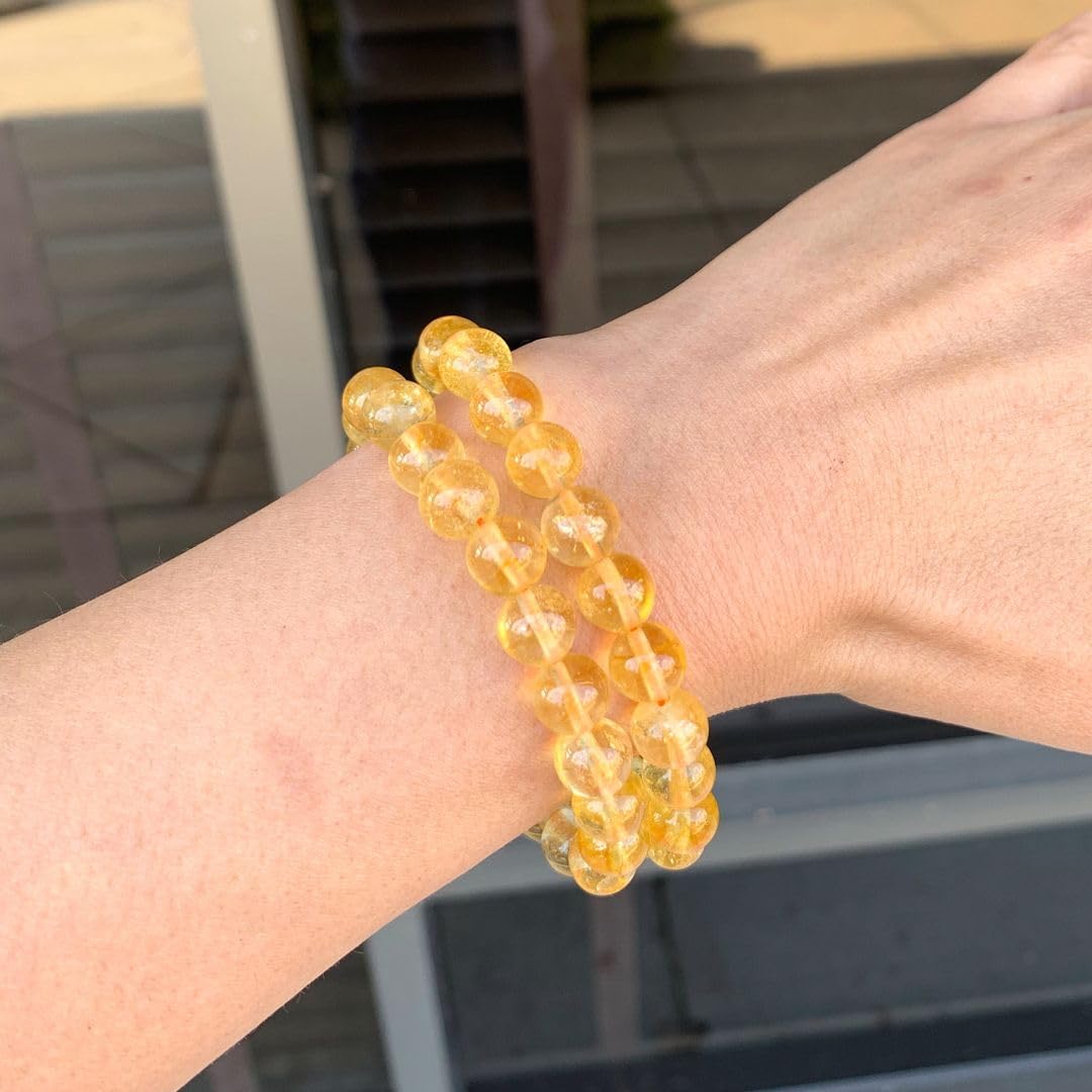 Adabele Real Natural Yellow Citrine Gemstone Beaded Bracelet 7 inch Stretch Chakra Healing Crystal Stone Jewelry Quartz Women Birthday Gift (Unisex) GB8-27