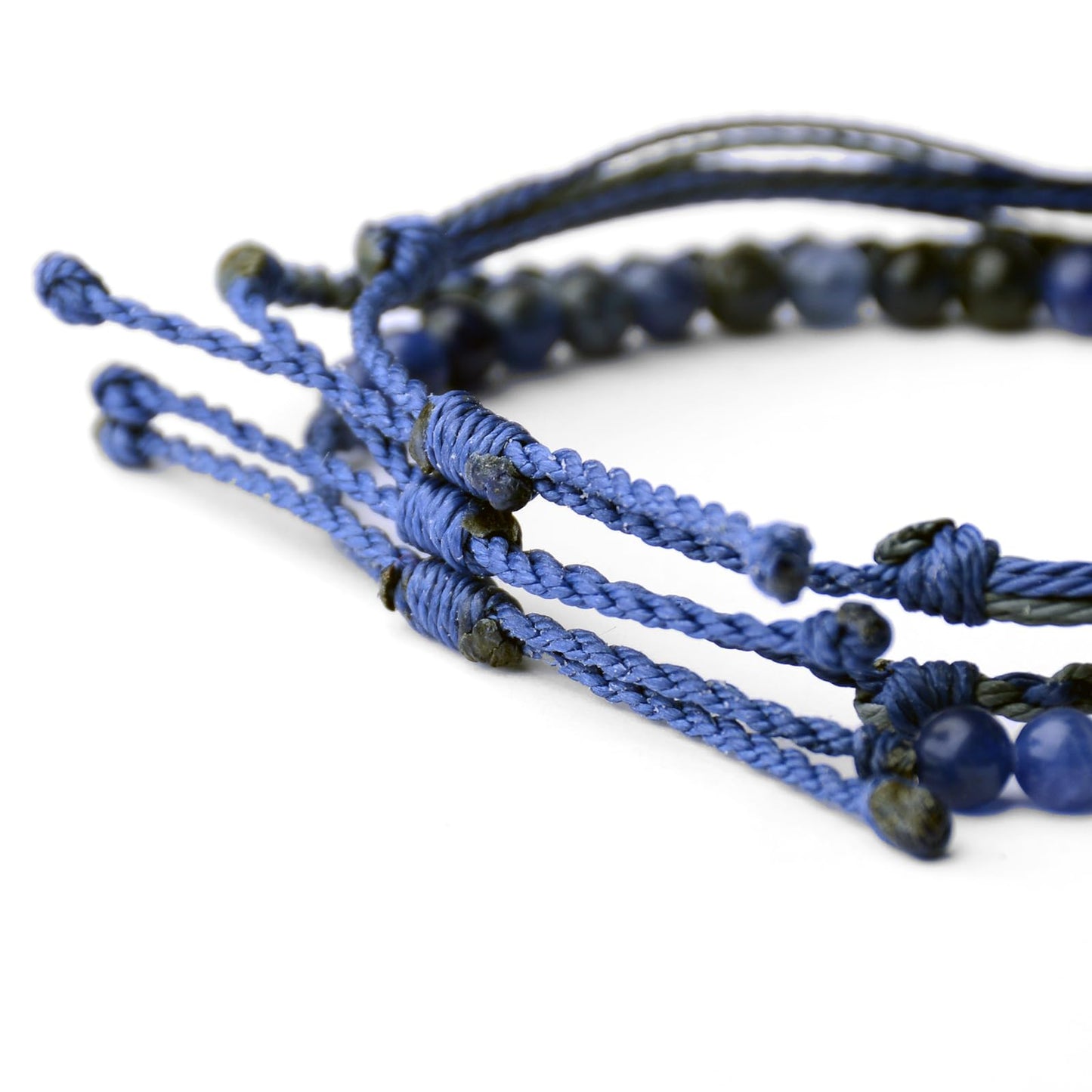 Handmade Natural Stone Beaded Healing Bracelet Gift for Men Adjustable Rope String Bracelet (Sodalite/Dark Blue, Adjustable)