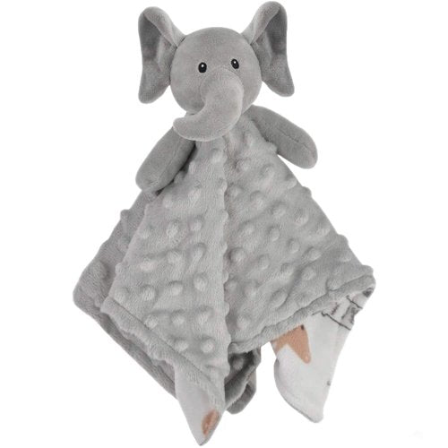 BORITAR Elephant Baby Security Blanket - Soft Minky Dot Fabric Lovey with Adorable Animal Backing | 14 Inch
