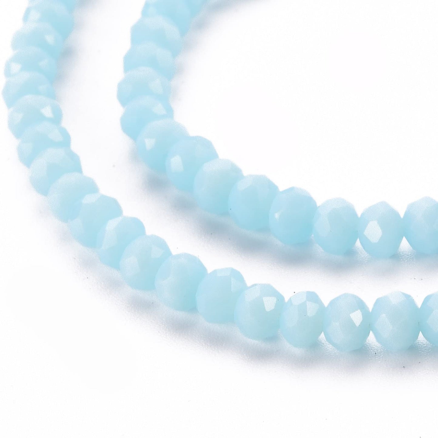 10 Strands Light Sky Blue Faceted Rondelle Glass Loose Beads 4mm Briolette Crystal Glass Beads 1230pcs for Bracelets Jewelry Making