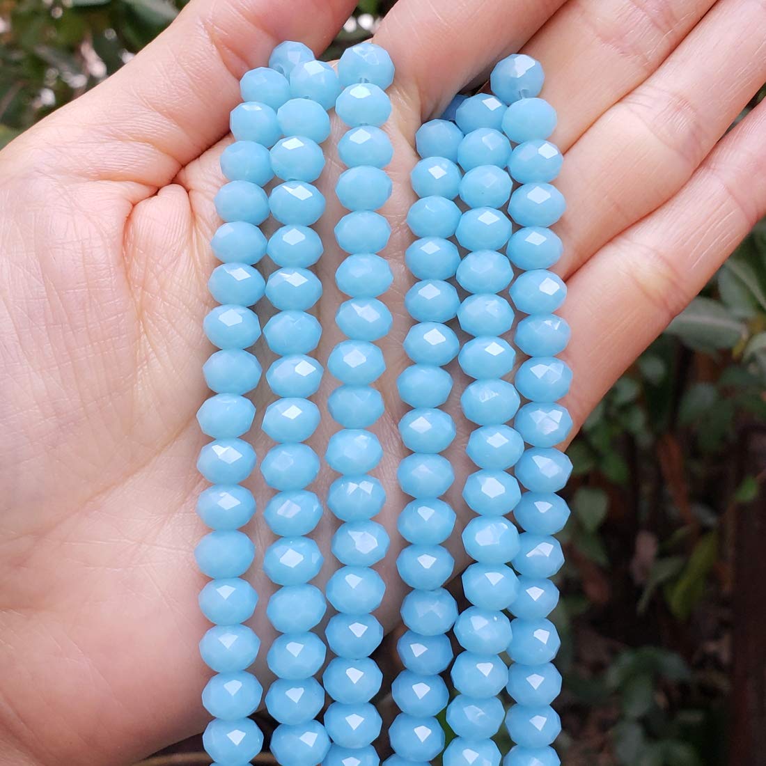 350pcs Czech Faceted Rondelle Crystal Glass Loose Beads 8mm Spacer Bulk Blue Turquoise Opal for DIY Craft Jewelry Making CCR831