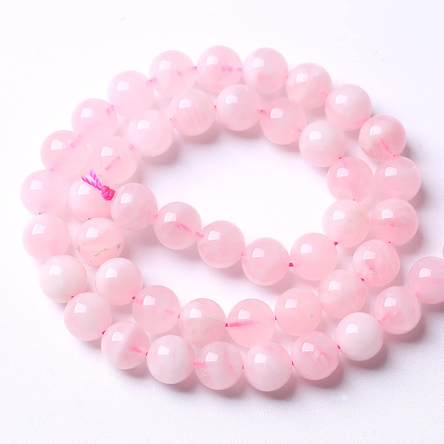 8MM 46PCS Natural Crystal Stone Madagascar Rose Quartz Gemstone Beads for Jewelry Making DIY Bracelet