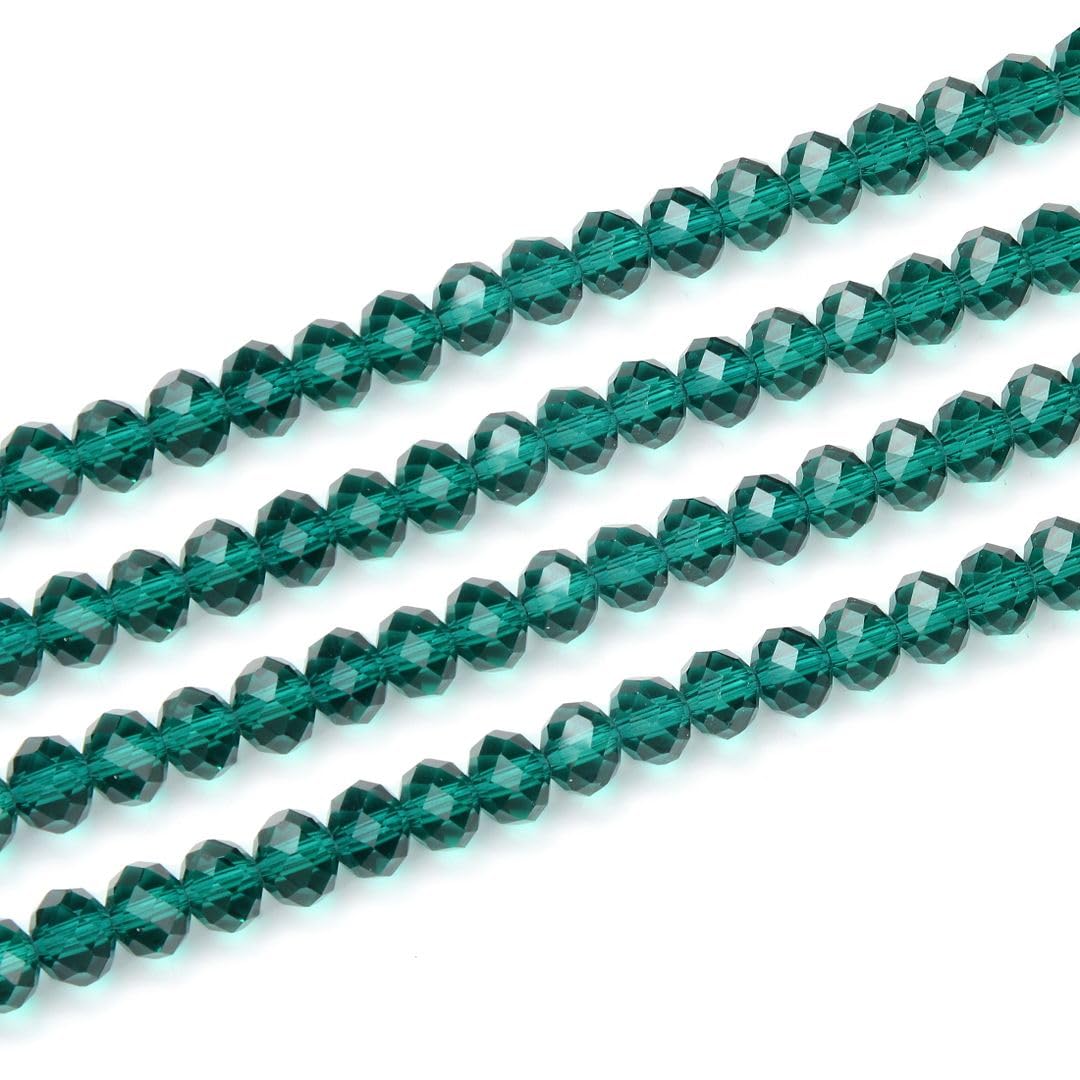 500pcs Czech Faceted Rondelle Crystal Glass Loose Beads 4mm Small Tiny Spacer Bulk Emerald Green for DIY Craft Jewelry Making CCR424