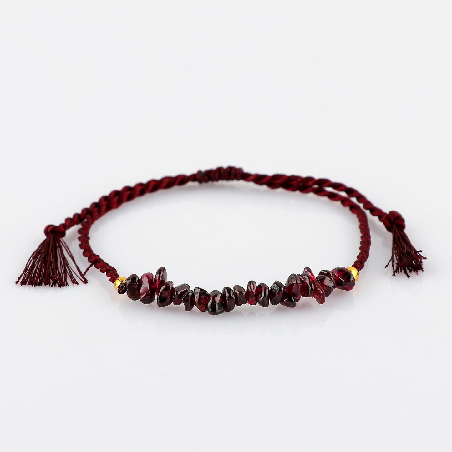 TGH Natural Red Garnet Chips Braided Bracelet Healing Birthday Resizable Hand Braid Rope Thread Protection Bracelet for Men Women Gemstone Jewelry 7 inch Christmas Gift (Red Garnet)