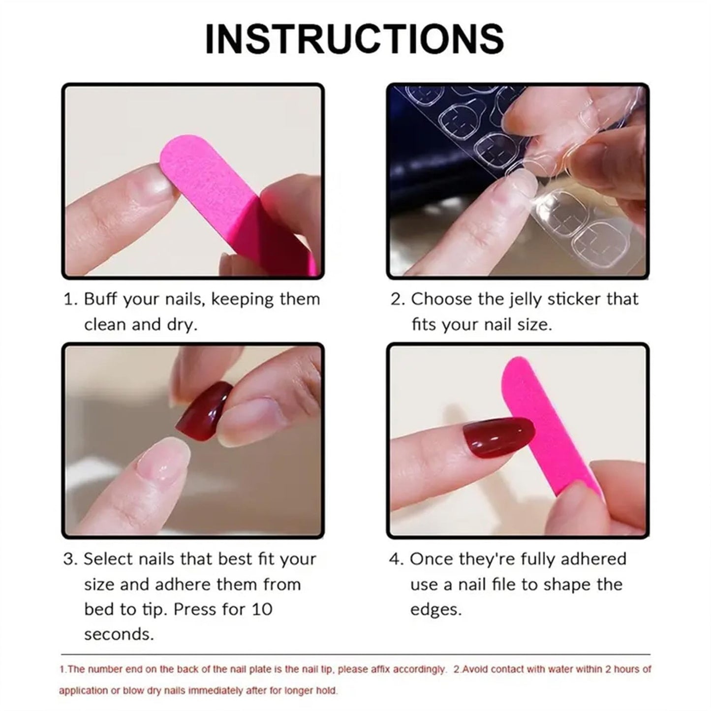 Red French Tip Press On Nails - Heart Shaped, Medium Square, Glossy False Nails - Nude Full Cover Acrylic - 24 Pcs