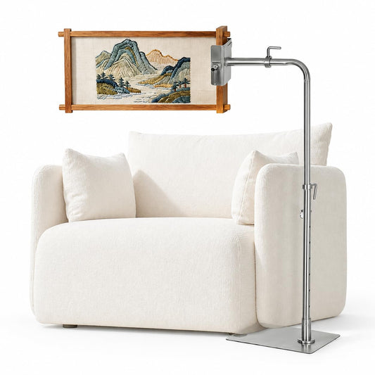 Workstand with Side Clamp for Lowery Stands, 360° Adjustable Needlepoint Stand with Dual Anti Slip Pads, Metal Embroidery Stand Frame Holder, Fits Q Snap Frames and Scroll Rods up to 20" Wide