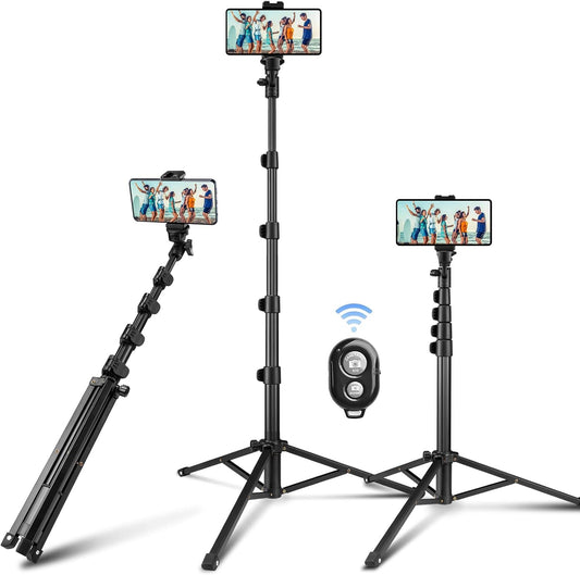 CAMOLO RIG 63" Tripod for Phone,Selfie Stick with Wireless Remote, Extendable Cell Phone Stand & Phone Holder, Solidest