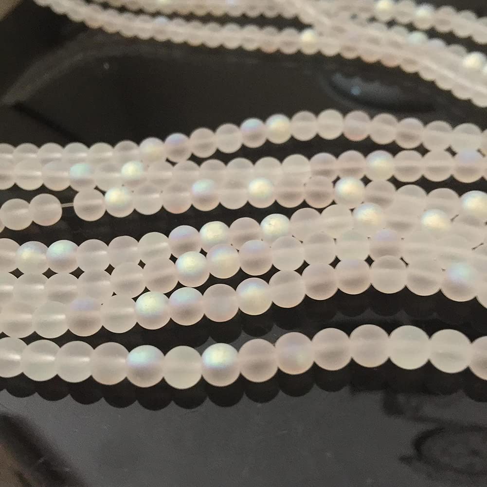 ccHuDE 200 Pcs Matte Crystal Glass Beads Mermaid Aurora Beads with Hole Jewelry Making Crafts DIY 8mm