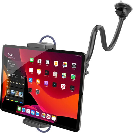 APPS2Car 7-13 Inch Upgraded Tablet Car Mount for iPad Truck Holder Long Arm Extension Strong Suction Cup Windshield
