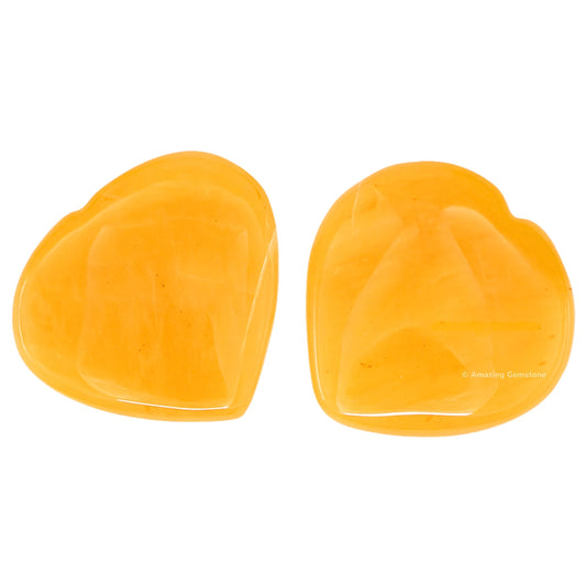 Amazing Gemstone Yellow Aventurine Stone Heart - Pack of 2 Crystal Heart Stones Rocks - Corazones De Piedra Crystals and Healing Stones Heart Shaped Crystal - Stocking Stuffers Gifts