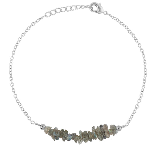 Gemimpression Handmade Labradorite Chips Bracelet – Natural Energy Healing Crystals – Adjustable Silver Plated 8 Inch Chain – Gift for Her – Mother’s Day Gift