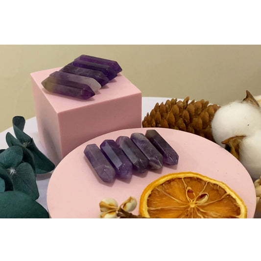 10 PCS Amethyst Crystals Set Wands Polished Healing Crystal Stones Bulk Natural Hexagonal Pointed Reiki Energy Balancing Meditation Therapy Wand Gift Stocking Stuffers for Women