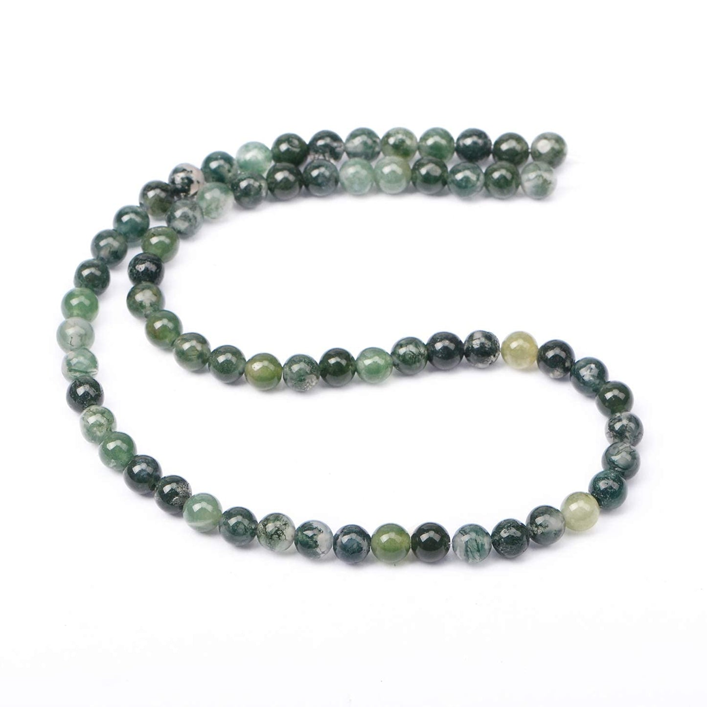 AD Beads Natural Gemstone Round Loose Beads 15" for Bracelet Necklace Earrings Jwelery Making Crafts DIY (6mm, Moss Agate)