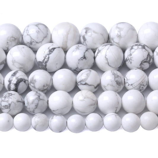10MM 36PCS Natural Stone White Howlite Turquoise Crystal Beads for Jewelry Making DIY Bracelet