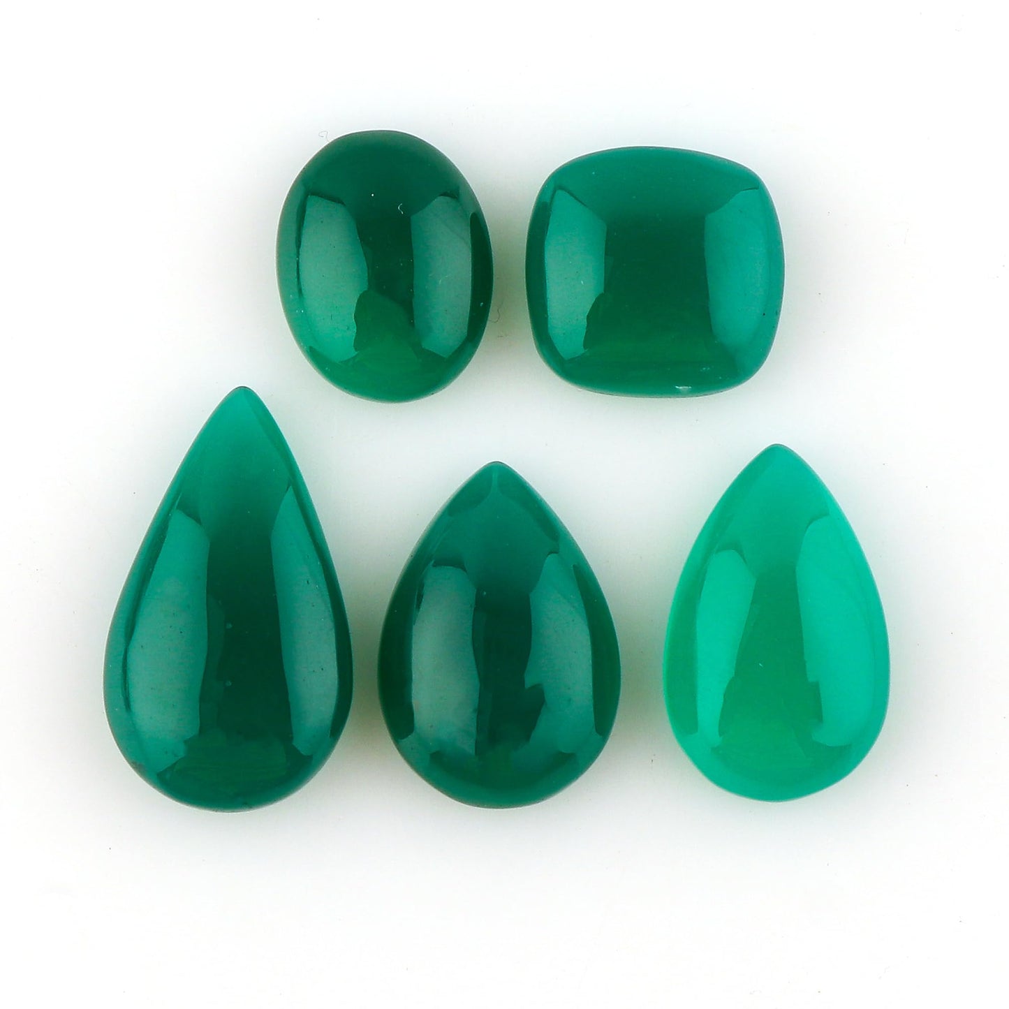 CRYSTALINES 5pcs Wholesale Cabochon, Natural Green Onyx Gemstones, Healing Crystals, Polished Stones, DIY Craft, Bulk Loose Supply, Jewelry Making, Gem Collection, Worry Stone