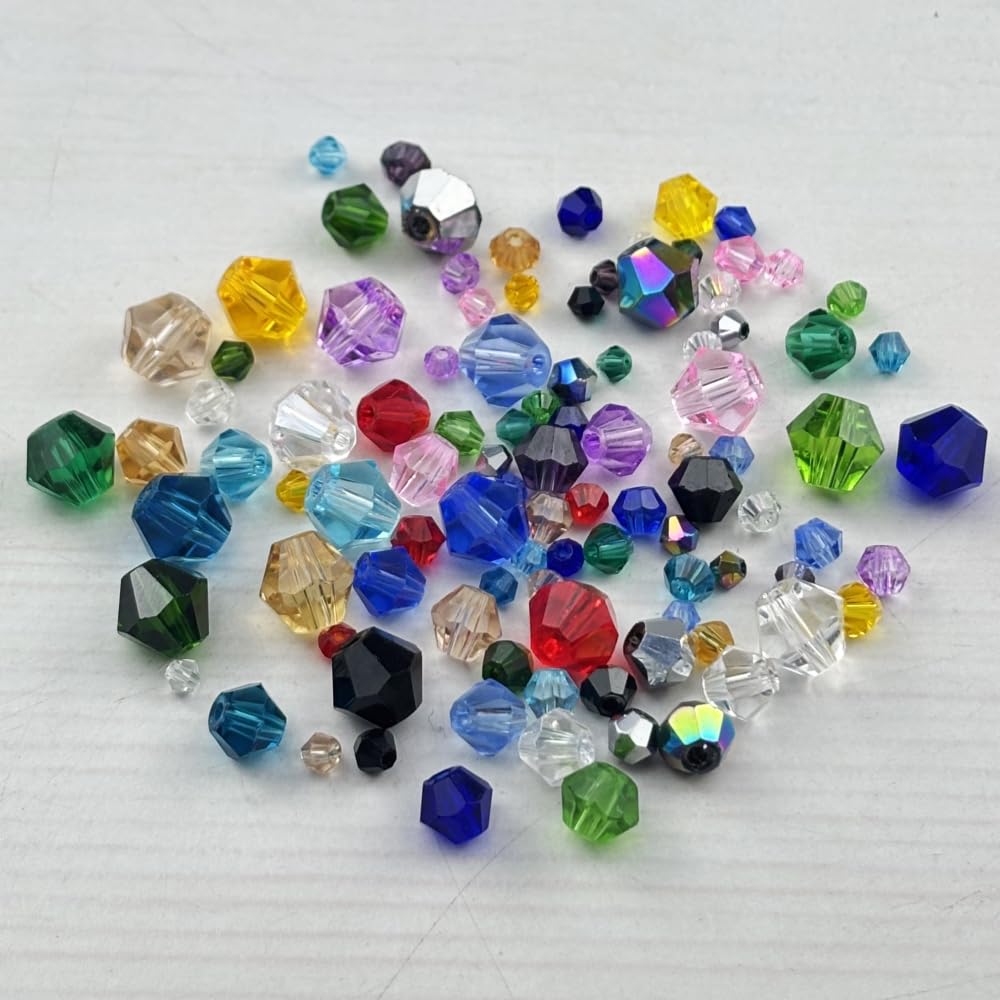 Pinhoollgo 1310pcs Bicone Crystal Glass Beads 2mm 3mm 4mm 6mm 8mm Faceted Crystal Spacer Beads for Bracelets Necklace Pendants Earrings DIY Jewelry Craft Making(Peacock Blue)