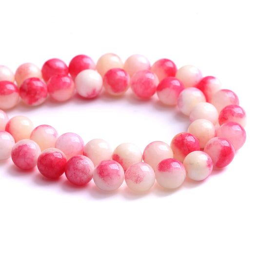10MM 38PCS Pink Tourmaline Jade Stone Beads for Jewelry Making DIY Bracelet Necklace 15"