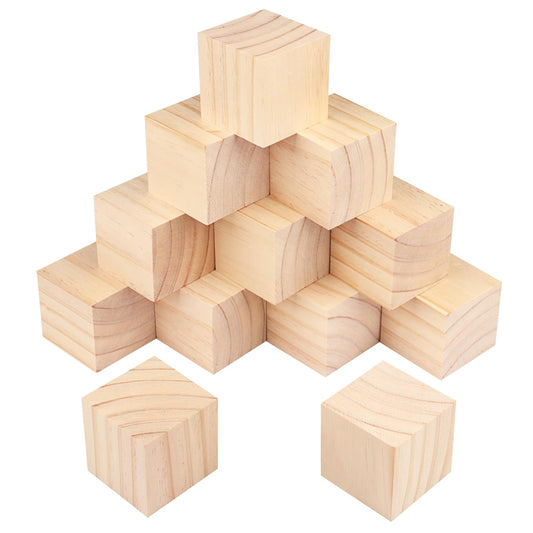 12 Packs Wooden Blocks for Crafts, 3.15 Inch Pine Wood Cubes, Wooden Cubes for Paint, Stamp, Decorate, DIY Projects and Personalized Gifts,by GNIEMCKIN.