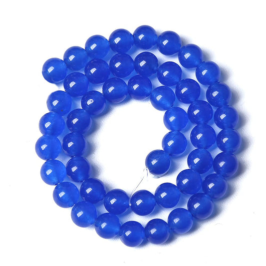 120PCS 6MM Deep Blue Chalcedony Natural Stone Loose Beads for Jewelry Making DIY Bracelet