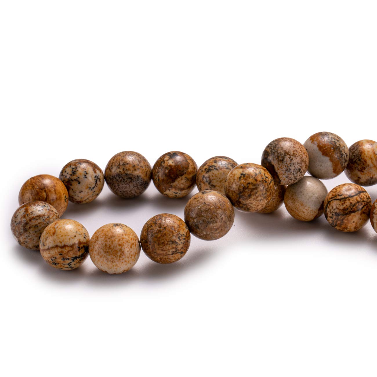 BEADIA Natural Brown Picture Jasper Stone Round Loose Semi Gemstone Beads for Jewelry Making 6MM 61PCS