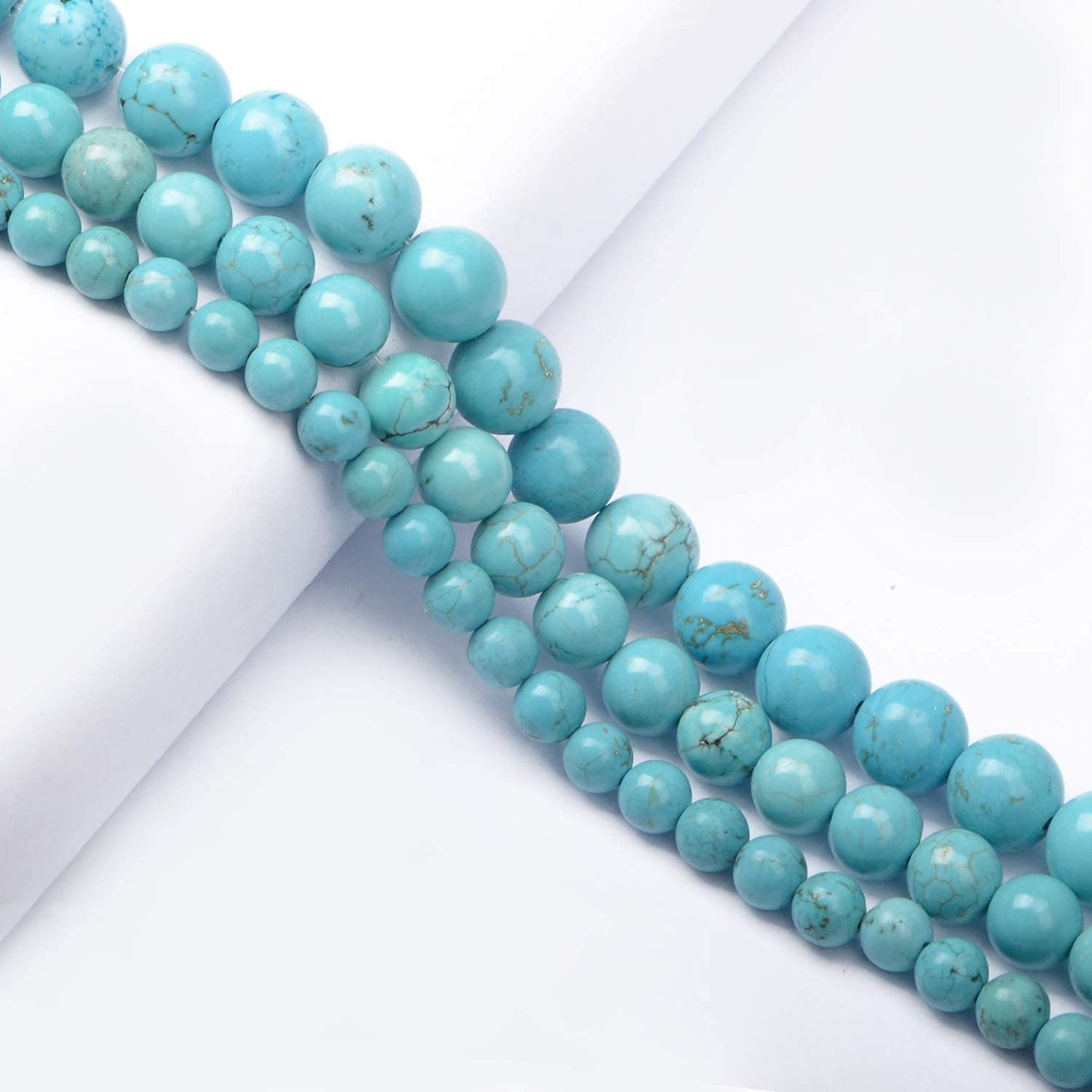AD Beads Natural Gemstone Round Loose Beads 15" for Bracelet Necklace Earrings Jwelery Making Crafts DIY (6mm, Blue Turquoise)