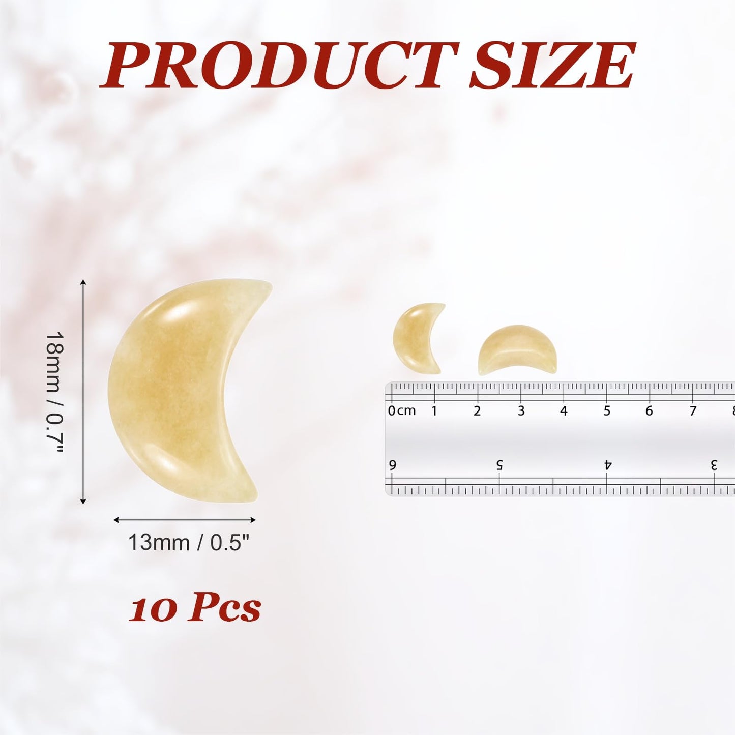 MECCANIXITY 10 Pcs Moon Crystal Worry Stone, 0.5 Inch Length Natural Topaz Moon Gemstone Bulk, Carved Pocket Stones for Meditation Balancing Pendant Decor