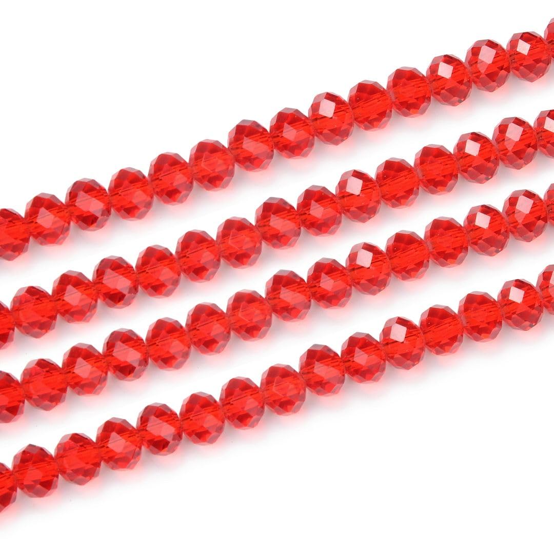 1000pcs Czech Faceted Rondelle Crystal Glass Loose Beads 6mm Spacer Bulk Light Siam Red for DIY Craft Jewelry Making CCR606