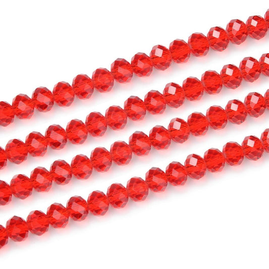 1000pcs Czech Faceted Rondelle Crystal Glass Loose Beads 6mm Spacer Bulk Light Siam Red for DIY Craft Jewelry Making CCR606