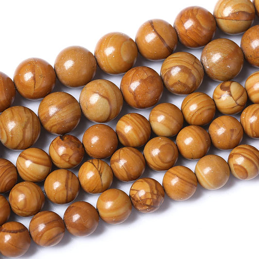 10mm 36pcs Natural Woodgrain Jasper Stone Beads for Jewelry Making DIY Bracelet Necklace Accessories 15" Energy Healing Power Stone Beads (Woodgrain Jasper, 10mm)