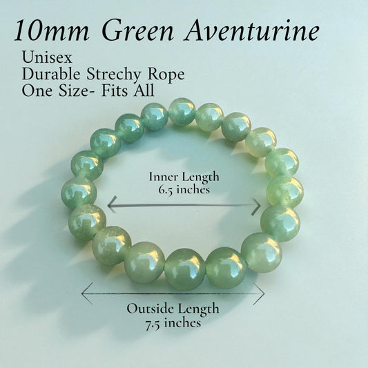 10mm Green Aventurine Gemstone Bracelet – Luck • Prosperity • Confidence