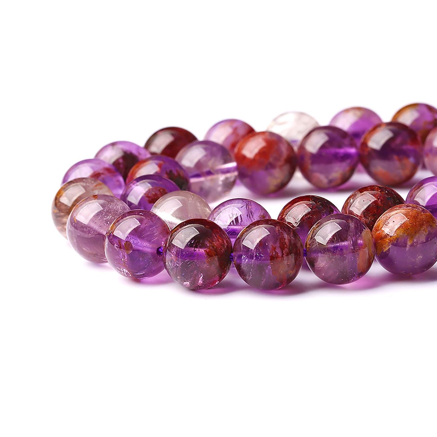10MM 36PCS Natural Gemstone Purple Ghost Crystal Stone Beads for Jewelry Making DIY Bracelet